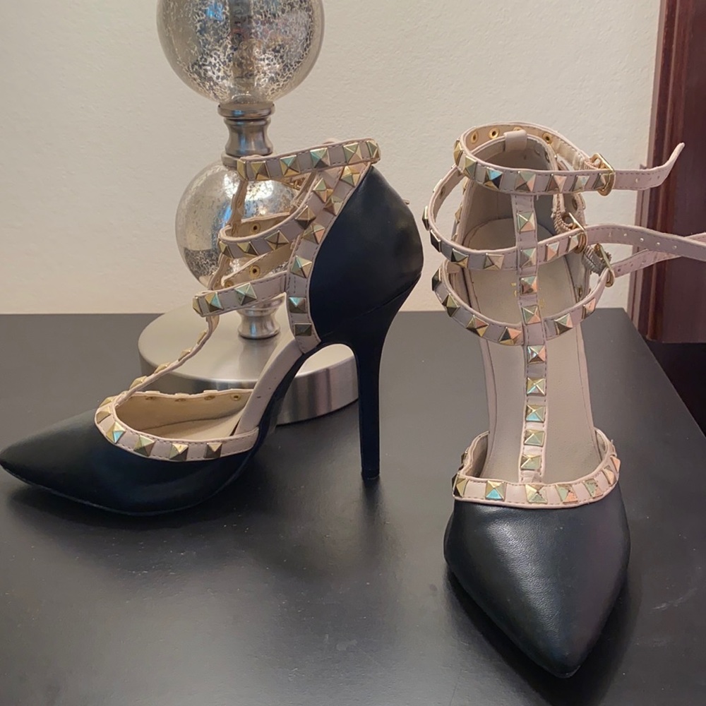 black spiky high heels